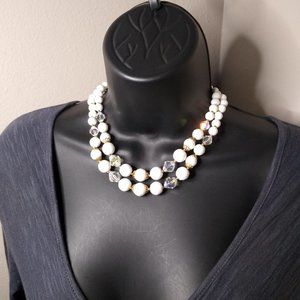 Vintage Lisner Plastic And Glass 2 Layer Bead Necklace